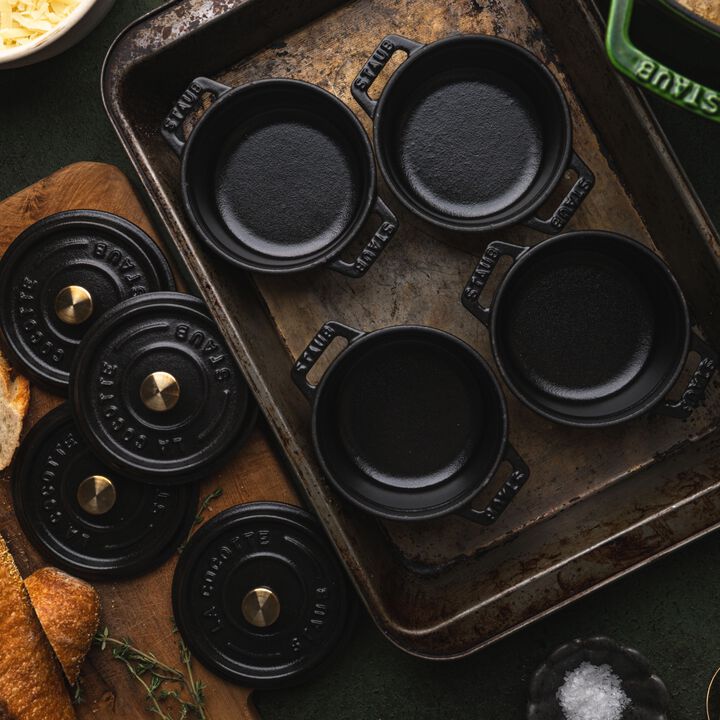 Cast Iron, 0.25 qt, Mini Round Dutch Oven, black matte, large 3