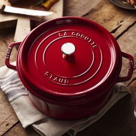 Cocotte 28 cm, rund, Kirsch-Rot, Gusseisen