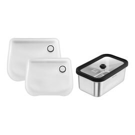 Set flexbags et boîtes sous vide, 4-pcs, s/m, transparent/argenté, inox/plastique