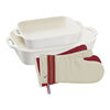 Ceramique, Set di pirofile con guanti da forno, 4-pz. / S/M, ciliegia / avorio, Ceramica / Cotone, small 1