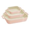 Ceramique, 3-pcs rectangular ceramic Ovenware set light pink, small 1